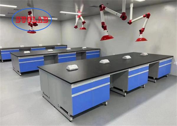 Laboratório de Química Bancos de trabalho de aço inoxidável PP aço resistente ao fogo Laboratório mesa de trabalho fabricante com armários múltiplos