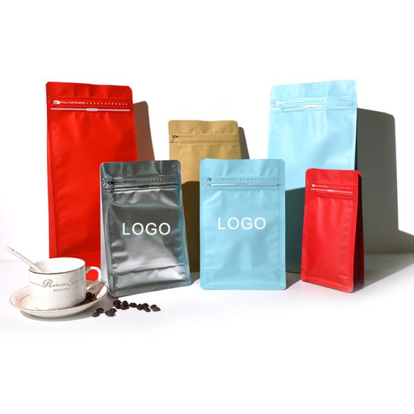 Custom Printed Side Gusset Coffee Bag Flat Bottom Zip Lock Plastic Package Resealed Coffee Tea Bags