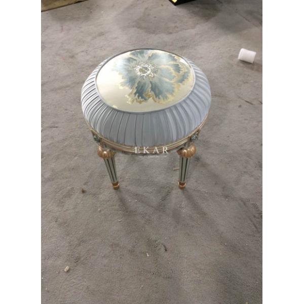 Aristo Party Beautiful bedroom Furniture Small Round Stool Wooden Fabric Dressing Chair