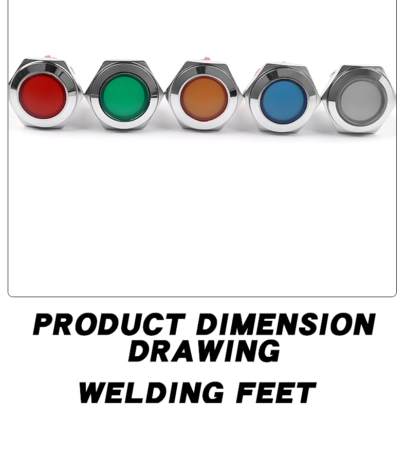 Signal Indicator Light 16mm Professional Led Indicator Light 150mm Wired IP65 Waterproof Color Optional