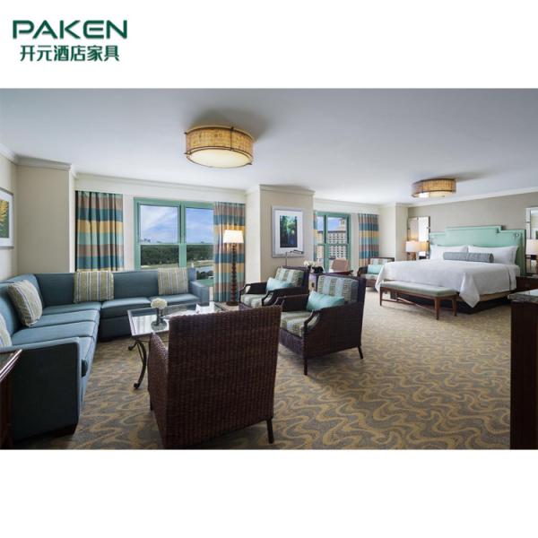 Hotel Resort Bedroom Furniture Sets Rattan Solid Wood Material