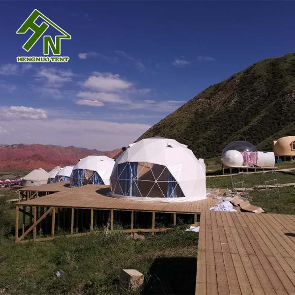 Cold Winter Half Sphere Geodesic Dome Tent With Stove High Snow Load Steel Frame
