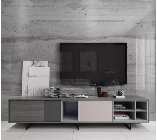 TV stand Cabinet and open storage options Chipboard with melamine finish Oak and White