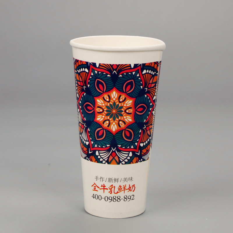Single Wall Takeaway Paper Cup with Sleeves and Lids 32oz /1000ml Custom Coffee Plastic Free