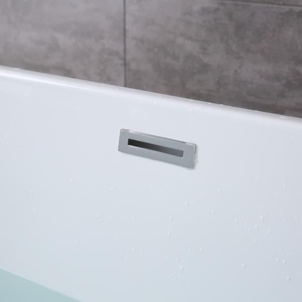 1800mm Straight Narrow Rim Border Freestanding Acrylic Bathtub with Whirlpool Function