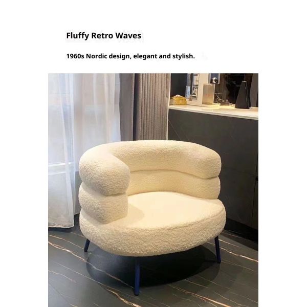 Modern Leisure White Armchair Living Room Designer Chair with Metal Leg Accent Lounge Chair Single Velvet Fabric Sofa Chair
