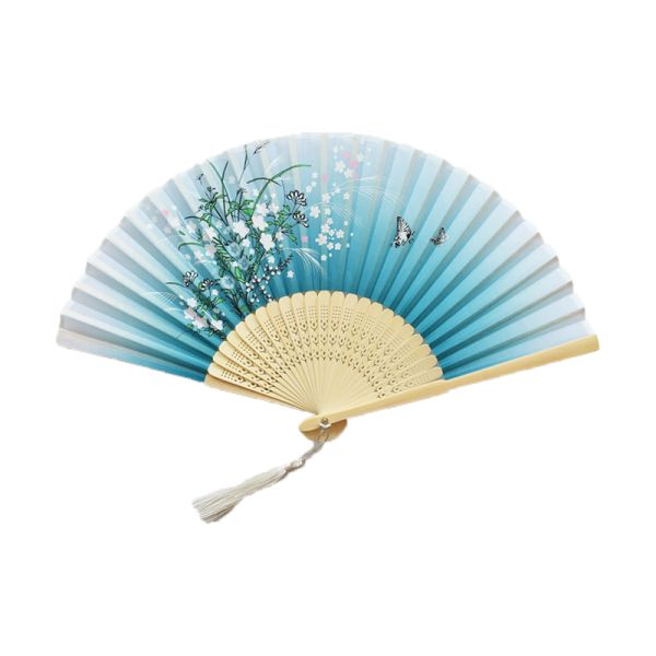 [I AM YOUR FANS] Chinese Flower Pattern Art Craft Gift Folding Fan Party Dance Ancient Style Clothing Hand Fan