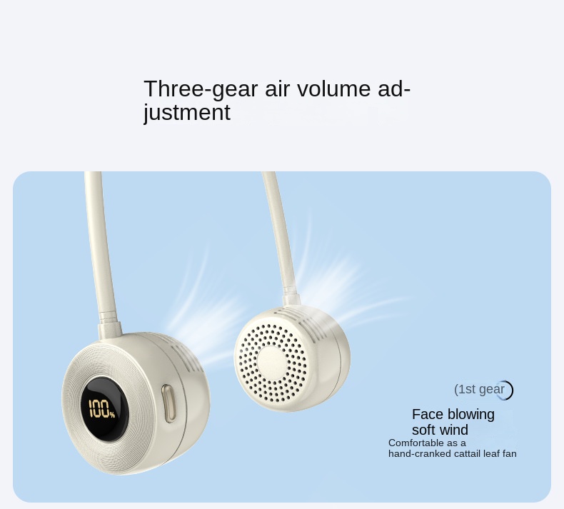 Portable USB Mini Fan Cross-Border Folding Neck Fan with Large Wind 3-Speed Air Cooling for Outdoor and Desktop Use