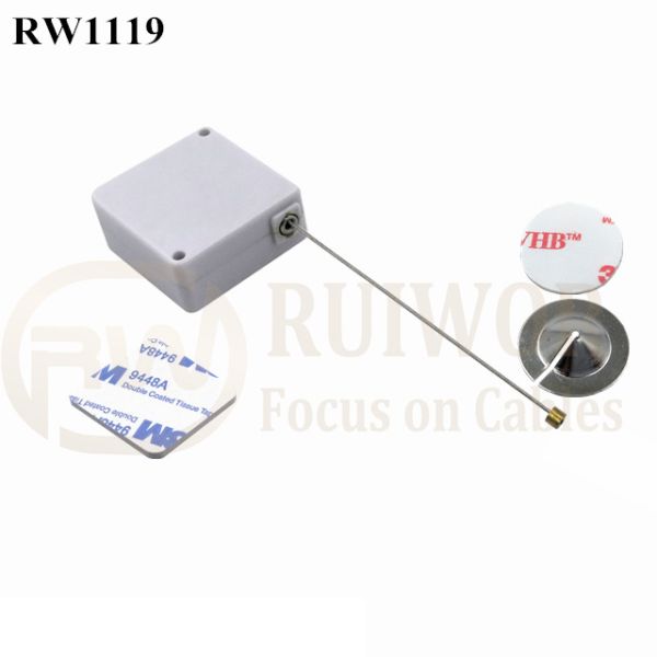 RuiWor RW1119 Mini Square Anti Theft Retail Cable With 22MM Circle Sticky Metal Plate For Open Sale Security