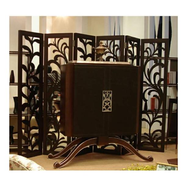 Rubber Wood Gilding Tri Fold Screen Room Divider For Restaurant