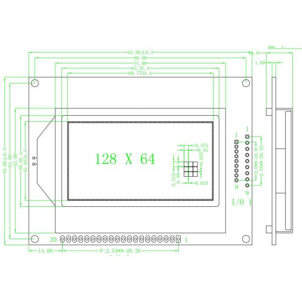 Матрица точки модули LCD индикаторной панели 6 часов 128X64 Monochrome