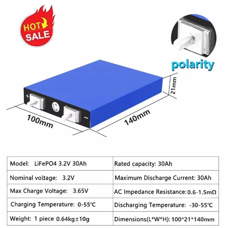 3.2V 30Ah LiFePO4 Lithium Iron Battery 4000 Cycle Wide Temperature Range