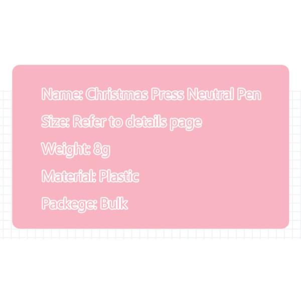 Pluma de plástico de dibujos animados de 0,5 mm de Navidad de tinta constante Prensa de firma Pluma neutral