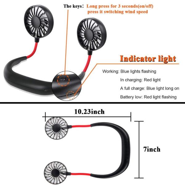 USB Portable Rechargeable Fan Home Appliances Three Speed 1200mAh For Outside Sports