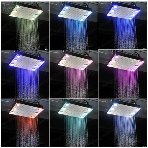 LED Lighting Bathroom Shower Heads And Faucets With Thermostatic Mixer Massage Jets