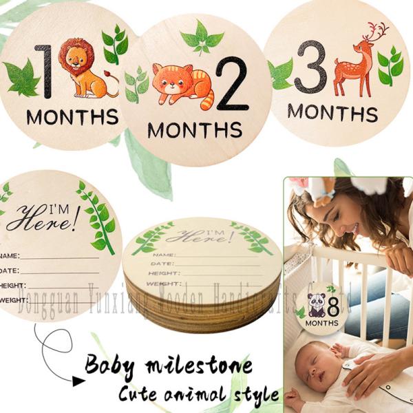 Tarjetas de Millas de Bebé de Madera Tarjetas de Millas de Animales Tarjetas de Anuncio de Madera Bienvenido recién nacido