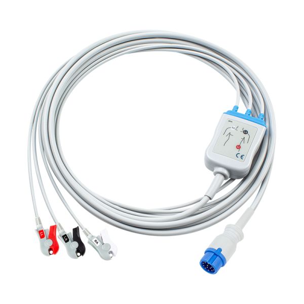 Innomed Cardio-Aid CA360-B defibrillator 12Pin ECG EKG Cable and Leadwires 3Lead