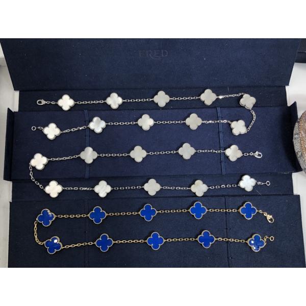 Fantastic  Van Cleef & Arpels 18k Gold Vintage Alhambra Necklace 10 Motifs