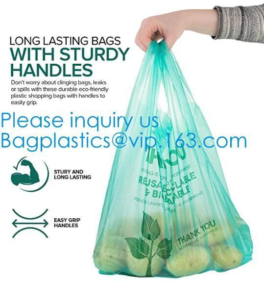 Biodegradable Plastic T Shirt Food Bag Compostable Vest Carrier Shopping Bag, Compost Home ASTM D6400 Biodegradable Tran