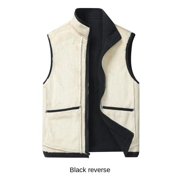 Large Size Men's Casual All-Match Trend Coat Vest with Fleece Lining and Stand Collar