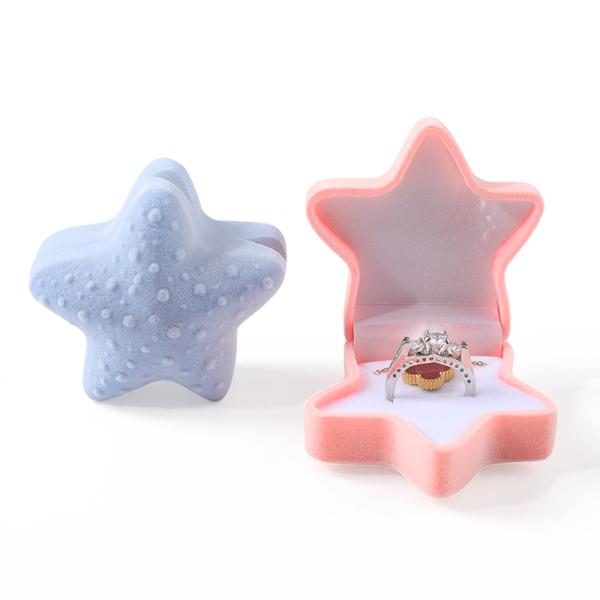 personalized hign quality flip starfish velvet ring box jewelry packaging