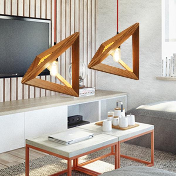 Triangle rectangle wood Pendant Hanging Lights For Indoor Home Kitchen Dining room (WH-WP-14)