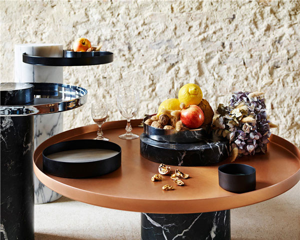 Tableau rond supérieur de marbre de centre pour la chambre à coucher solides solubles italiens de salle à manger 400x420mm