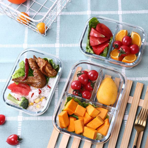 Adult Airtight Glass Meal Prep Containers Microwave Safe Glass Lunch Box with Lid