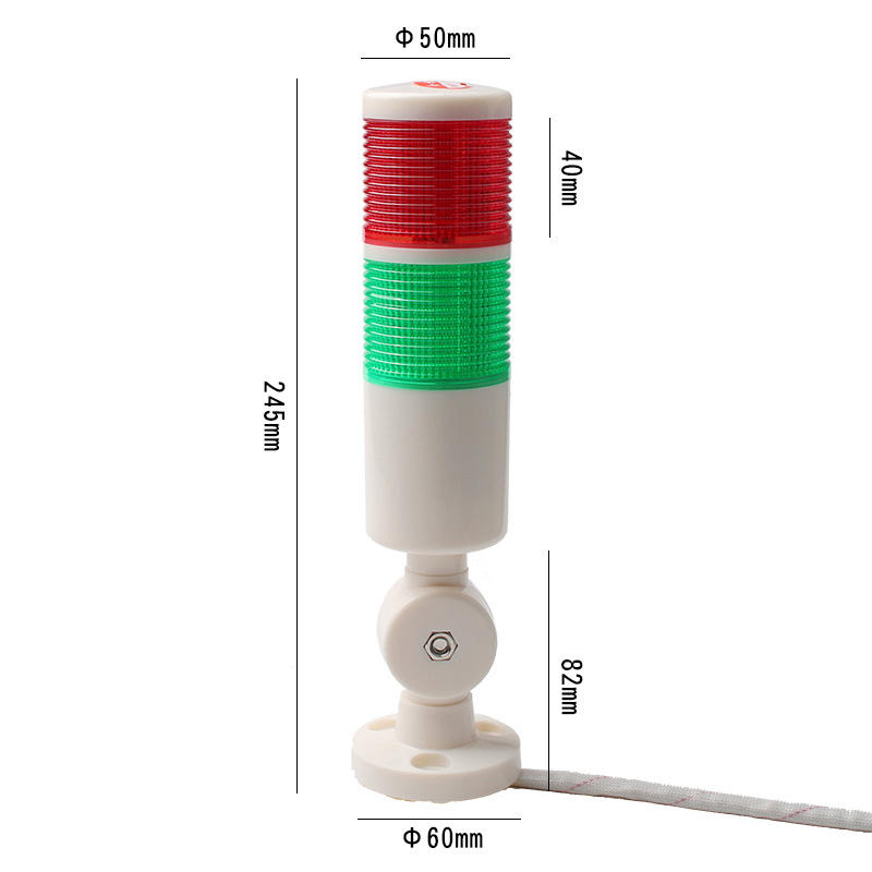 Industrial Signal Tower Safety Warning Light 2 Colors LED Lamp Bulb Red Green with White Plastic 2 Layer Base 12-24VDC