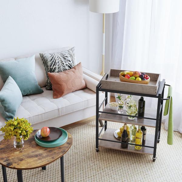 Grey Color Rolling Cart, Serving Cart with Removable Cart, Unique Kitchen Trolley Cart, LRC072B02