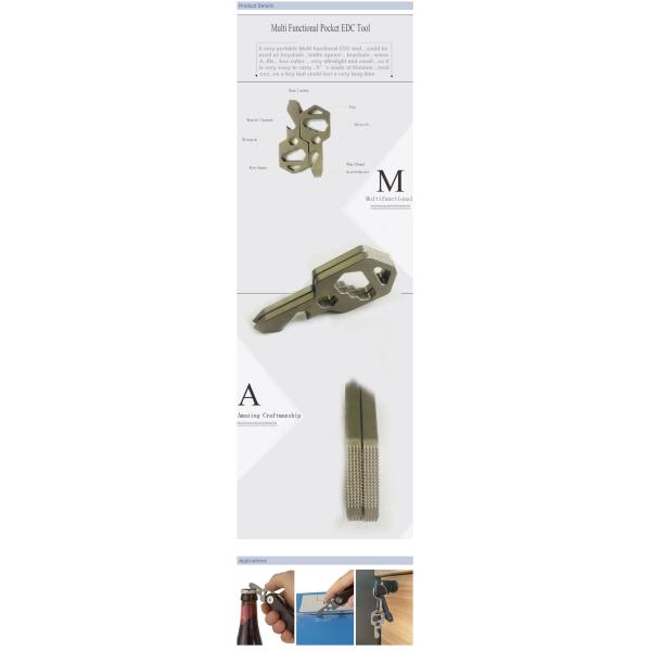 Outdoor Titanium Camping Parts EDC Bottle Opener Key Shaped Multi Tools