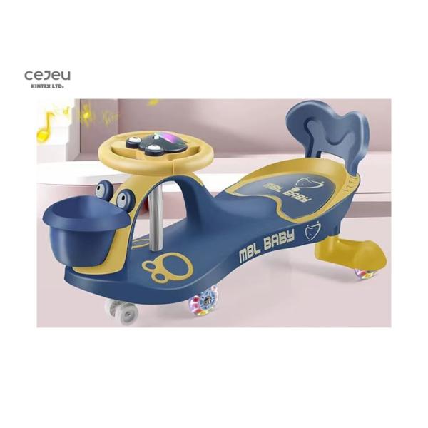 Cartoon 5 Year Olds Kids Swing Cars With Flashing Wheels Front Basket