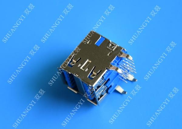 Double Layers Female USB Micro Connector Type A Right Angle 8 Pin DIP Jack