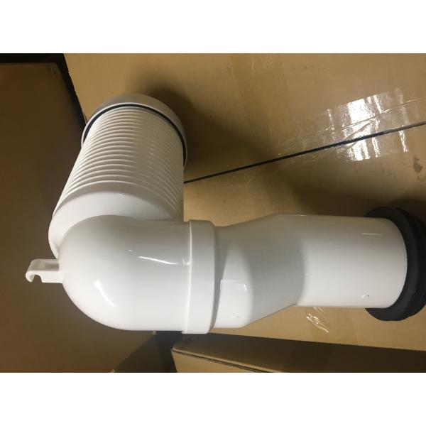 Bent White PVC Toilet Drain Pipe Connector With Screw / Nut / Iron Plate