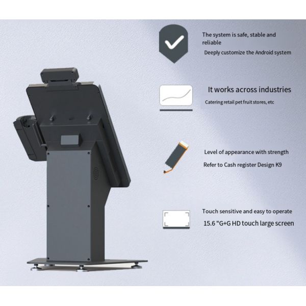 21.5 Inch Self Ordering Kiosk with Multi-language Support and Metal Case Toughened Glass Panel