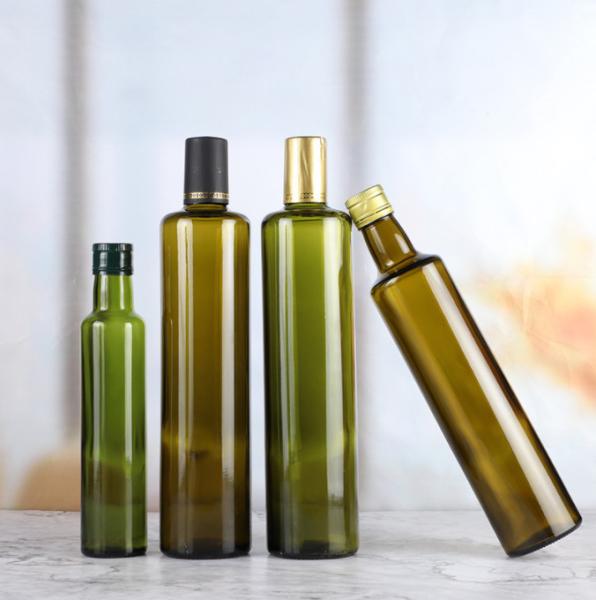 Collar Material Glass Dark Green Square Bottles 250ml 500ml 700ml for Cooking Olive Oil