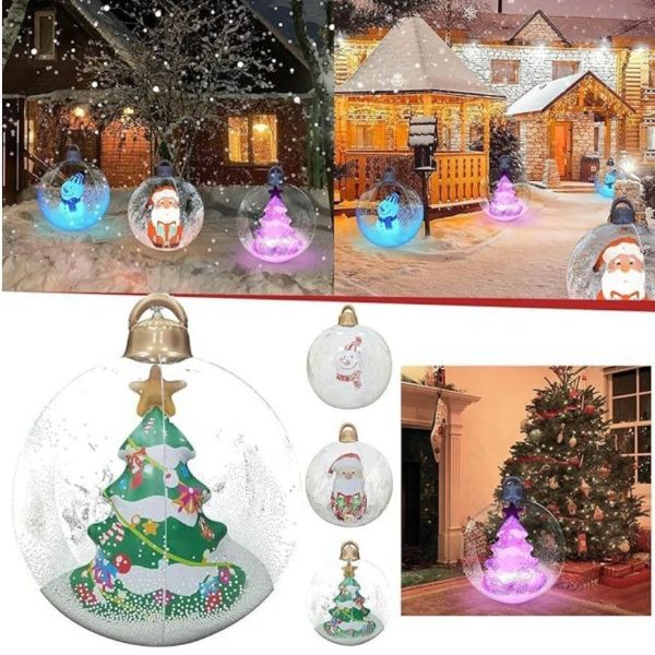 24-inch inflatable Christmas ball, Christmas inflatable LED light ball, Santa Claus, snowman festival elements