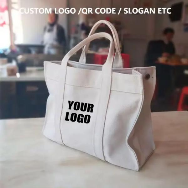 Women Customized Reusable Bags Canvas Tote Bag 10oz With Leather Handles Hot Sale Wholesale Eco-Friendly Canvas Tote Bag Custom Printing Logo Canvas Cotton Shopping Bag