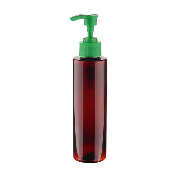 300ml Amber PET Cosmetic Flat-Shoulder Lotion Bottle With 28/410 Plastic Lotion Pump