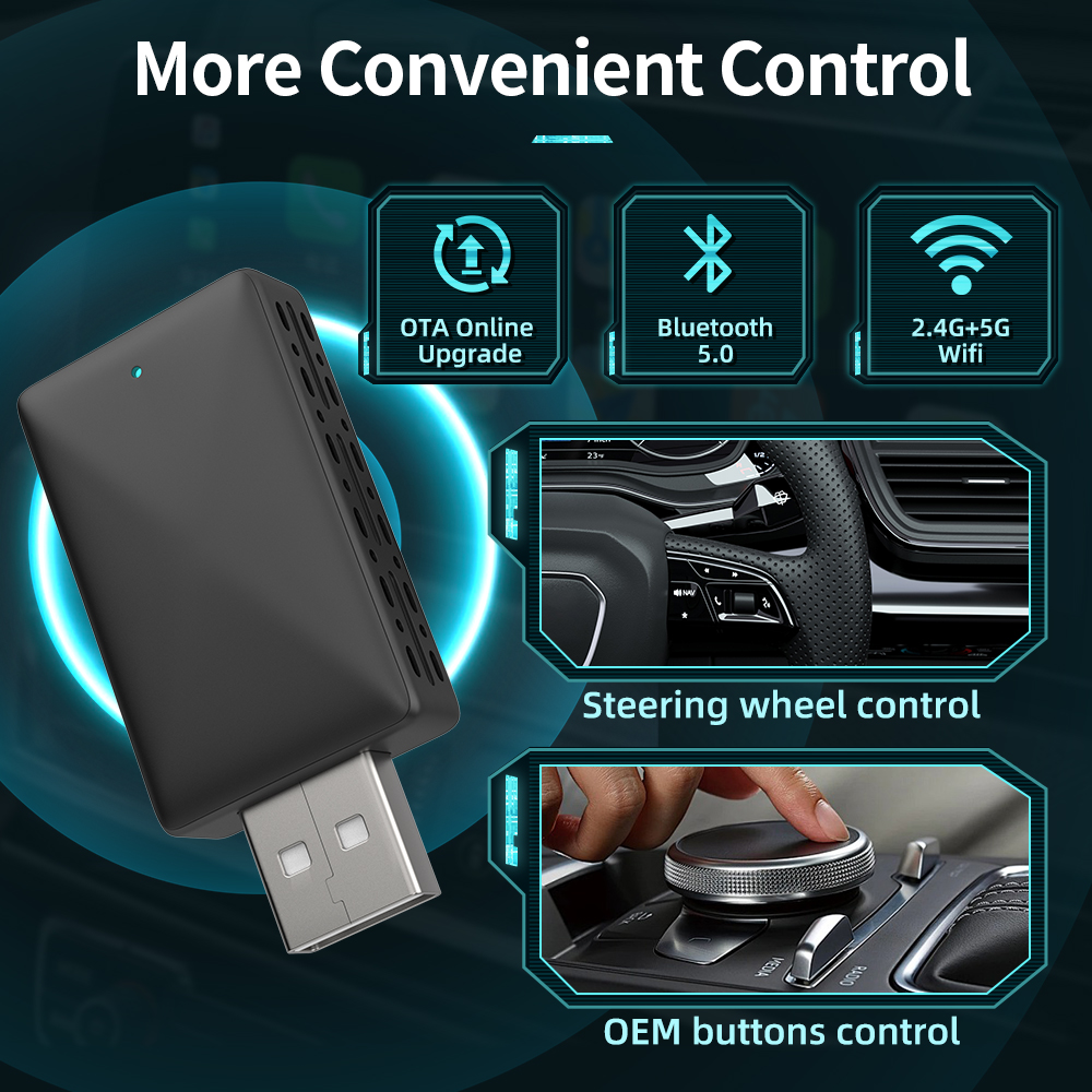 FCC Wireless CarPlay AI Box Car Smart Box Android Ai Adapter Wireless 2 в 1 AI Box