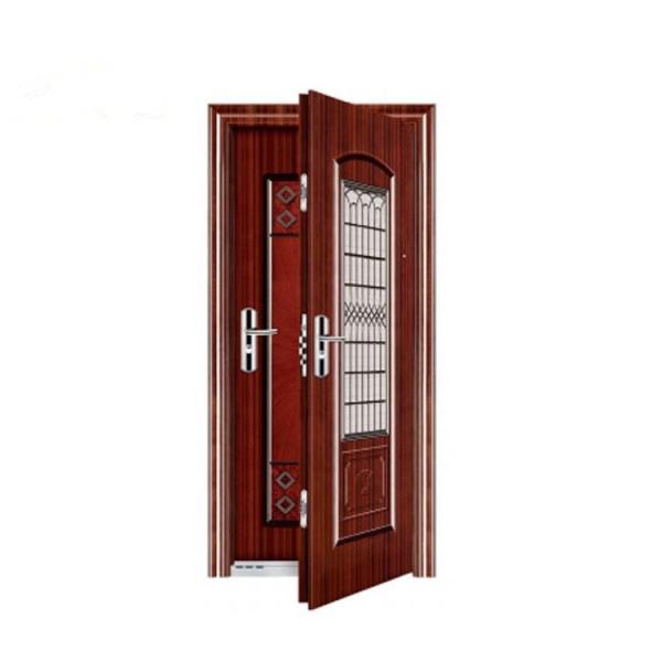 Security Steel Entry Doors , Exterior Entrance Door With Aluminium Strip