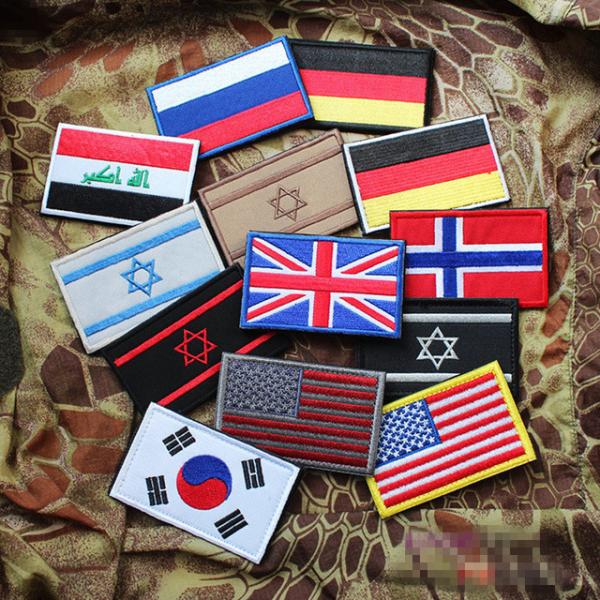 Military Flag Custom Embroidered Badges , 3D Decorative Patches For Clothes