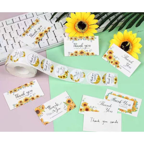 OEM Polyester Flower Wedding Thank You Stickers Bridal Shower Gift Tag
