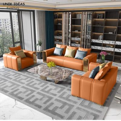 Sofás secionais dos sofás da sala de visitas moderna de couro luxuosa com Recliners Brown