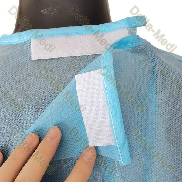 Sterile AAMI Level 3 Surgical Gown PP Coated PE 2 Belts Velcro On Kintted Cuff