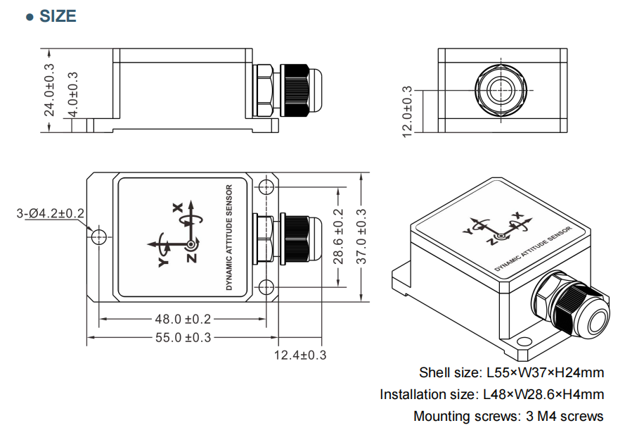 TL720D-CAN2.0A/B High-Precision MEMS Gyroscope Sensor with Azimuth Output for AGV Applications and IP67 Protection