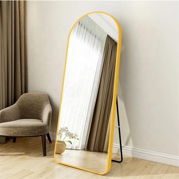 Large Magnifying Gold Metal Framed Full-Length Dressing Floor Mirror for Bathrooms