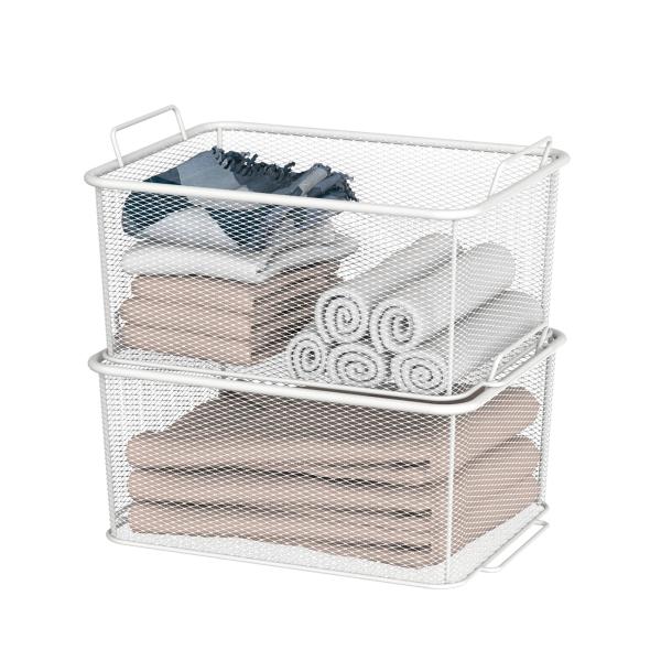 Mesh Steel Storage Baskets Organizer Containers For Home Cabinet Pantry Closet Kitchen Fridge Fruit Makeup Metal Wire Basket