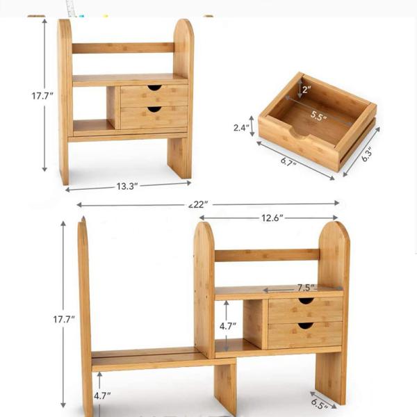 Office Organizer Customized Logo Multifunctional Design Bamboo Wall Counter Storage Rack