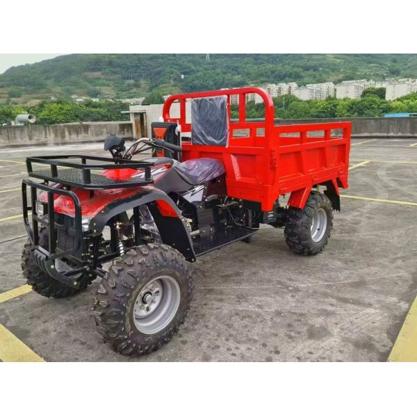 Gasoline ATV Cargo Tricycle Three Wheeler 4*4 drive 300cc Water Cooled Engine With Big Booster For All Terrain Transport Purpose